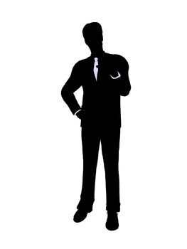 Male business executive silhouette on a white background