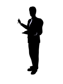 Male business executive silhouette on a white background