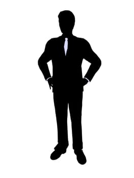 Male business executive silhouette on a white background