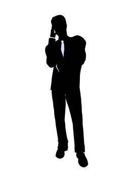 Male business executive silhouette on a white background