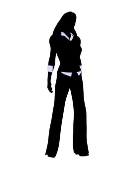 Female business executive silhouette on a white background