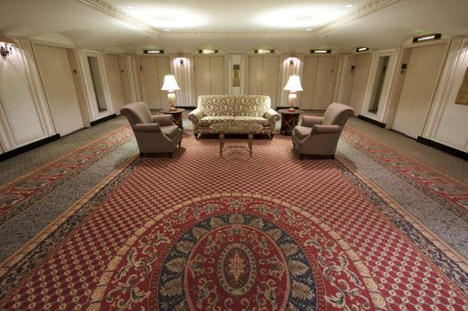 Classic Elevator Lobby Interior of a Hotel