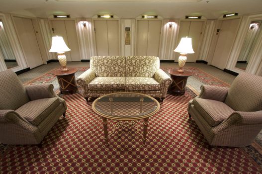 Classic Elevator Lobby Interior of a Hotel