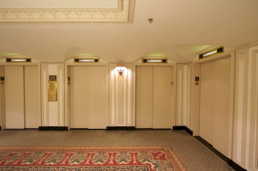 Classic Elevator Lobby Interior of a Hotel