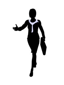 Female business executive silhouette on a white background