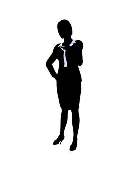 Female business executive silhouette on a white background