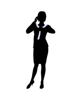 Female business executive silhouette on a white background