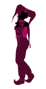 A girl joker silhouette dressed in a pink outfit on a white background