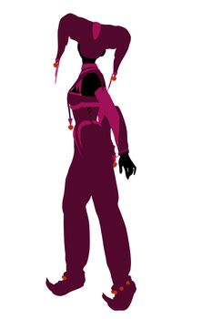 A girl joker silhouette dressed in a pink outfit on a white background
