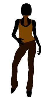 Casual dressed female silhouette on a white background