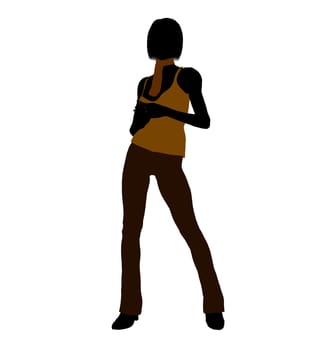 Casual dressed female silhouette on a white background
