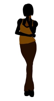 Casual dressed female silhouette on a white background