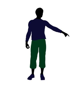 African American casually dressed silhouette on a white background