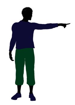 African American casually dressed silhouette on a white background