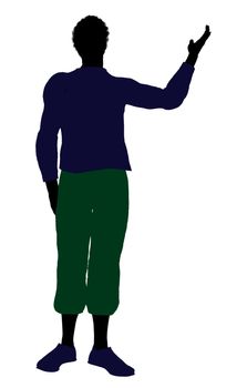 African American casually dressed silhouette on a white background