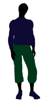 African American casually dressed silhouette on a white background