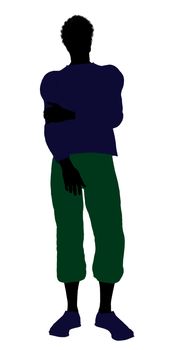 African American casually dressed silhouette on a white background