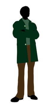 African American casually dressed silhouette on a white background
