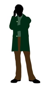 African American casually dressed silhouette on a white background