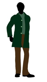 African American casually dressed silhouette on a white background