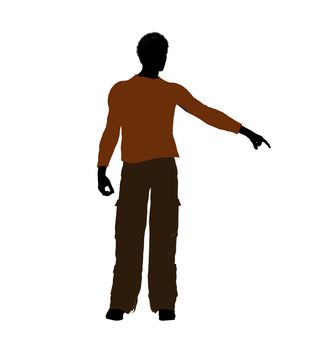 African American casually dressed silhouette on a white background