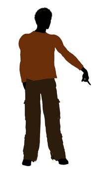 African American casually dressed silhouette on a white background
