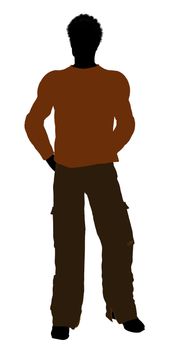 African American casually dressed silhouette on a white background