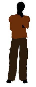 African American casually dressed silhouette on a white background