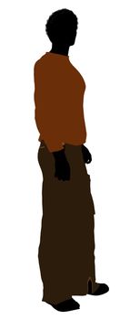 African American casually dressed silhouette on a white background