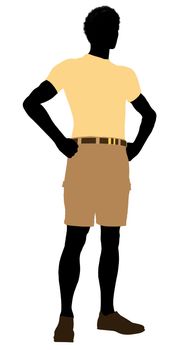 African American casually dressed silhouette on a white background