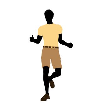 African American casually dressed silhouette on a white background