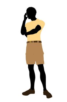 African American casually dressed silhouette on a white background