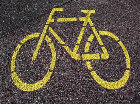 Road sign for cycle on the asphalt