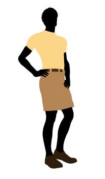 African American casually dressed silhouette on a white background