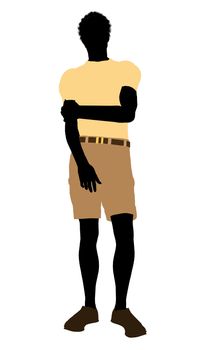 African American casually dressed silhouette on a white background