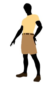 African American casually dressed silhouette on a white background