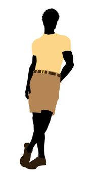African American casually dressed silhouette on a white background