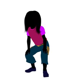 Caucasian girl silhouette on a white background