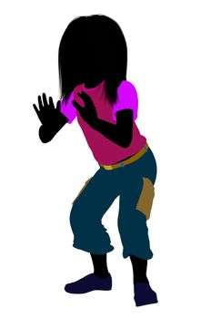 Caucasian girl silhouette on a white background