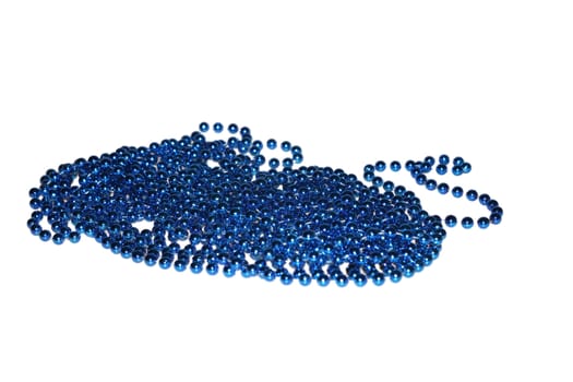 Blue plastic chain isolated on white (christhmas decoration)