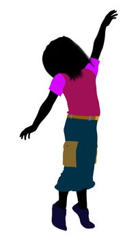 Caucasian girl silhouette on a white background