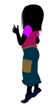 Caucasian girl silhouette on a white background
