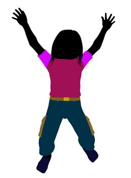 Caucasian girl silhouette on a white background