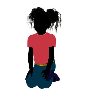 African American girl silhouette on a white background