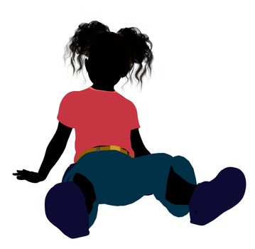 African American girl silhouette on a white background