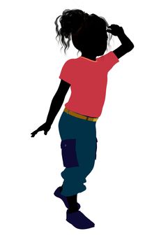 African American girl silhouette on a white background