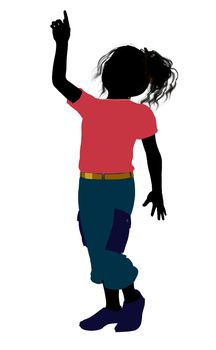 African American girl silhouette on a white background