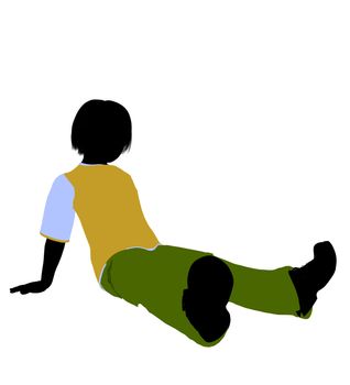 Caucasian boy silhouette on a white background