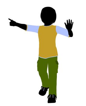 Caucasian boy silhouette on a white background