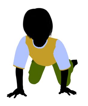 Caucasian boy silhouette on a white background